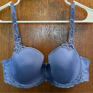 Simone Perele Andora 3D Moulded Lightly Padded Demi Cup Spacer Bra, Blue, US 32E
